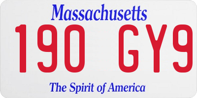 MA license plate 190GY9