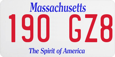 MA license plate 190GZ8