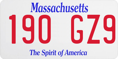 MA license plate 190GZ9