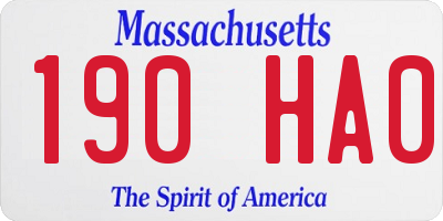 MA license plate 190HA0