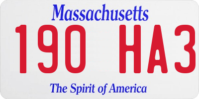 MA license plate 190HA3