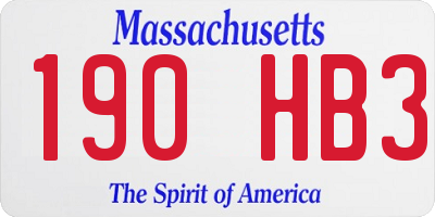 MA license plate 190HB3
