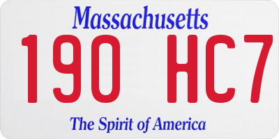 MA license plate 190HC7