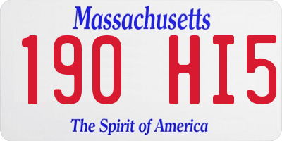 MA license plate 190HI5
