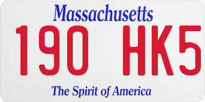 MA license plate 190HK5