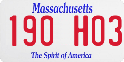 MA license plate 190HO3