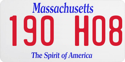 MA license plate 190HO8