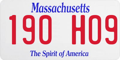 MA license plate 190HO9