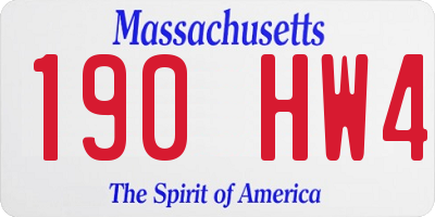 MA license plate 190HW4