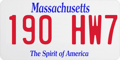 MA license plate 190HW7