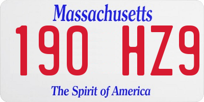 MA license plate 190HZ9
