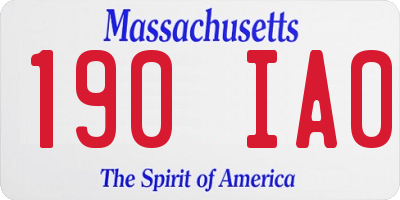 MA license plate 190IA0