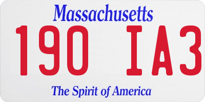 MA license plate 190IA3