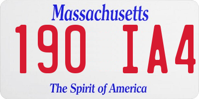 MA license plate 190IA4