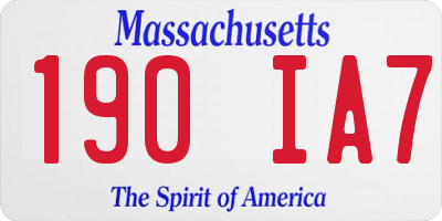 MA license plate 190IA7