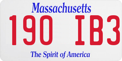 MA license plate 190IB3
