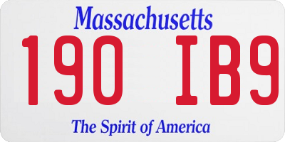 MA license plate 190IB9