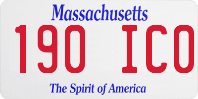 MA license plate 190IC0