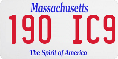 MA license plate 190IC9