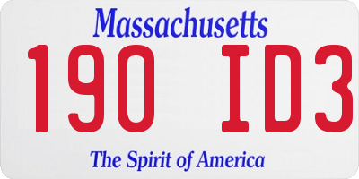 MA license plate 190ID3