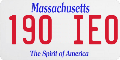 MA license plate 190IE0