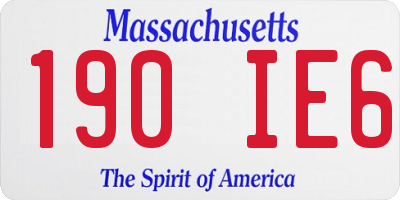 MA license plate 190IE6