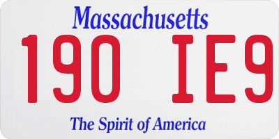 MA license plate 190IE9