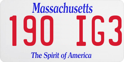 MA license plate 190IG3