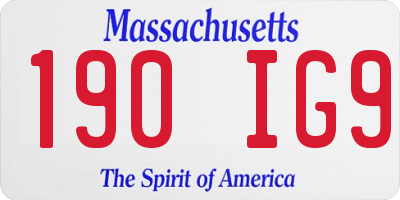 MA license plate 190IG9