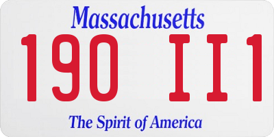 MA license plate 190II1