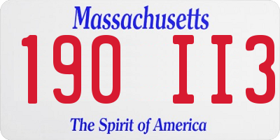 MA license plate 190II3