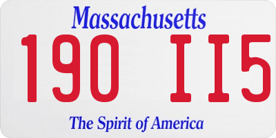 MA license plate 190II5