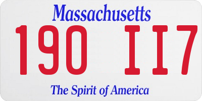 MA license plate 190II7