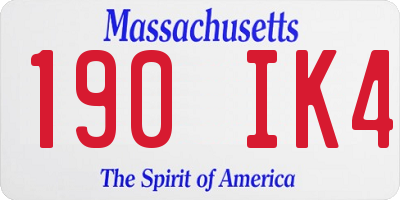 MA license plate 190IK4