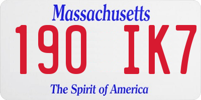 MA license plate 190IK7