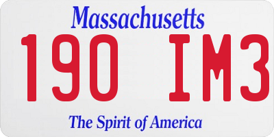 MA license plate 190IM3
