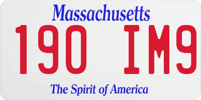 MA license plate 190IM9