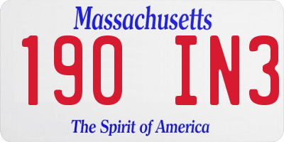 MA license plate 190IN3