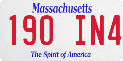 MA license plate 190IN4