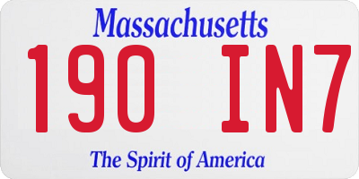 MA license plate 190IN7