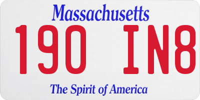 MA license plate 190IN8