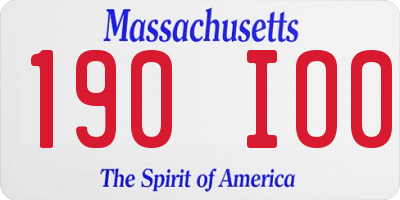 MA license plate 190IO0