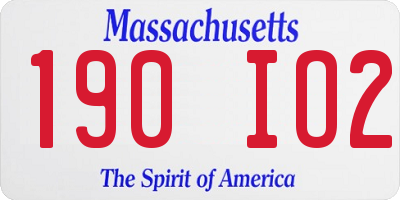 MA license plate 190IO2