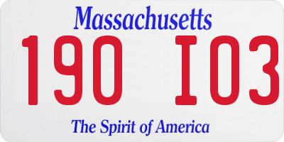 MA license plate 190IO3