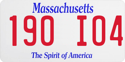 MA license plate 190IO4