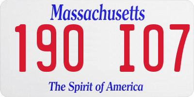 MA license plate 190IO7