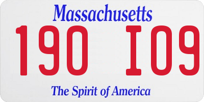 MA license plate 190IO9