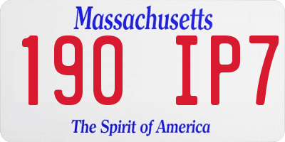 MA license plate 190IP7