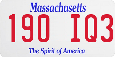 MA license plate 190IQ3