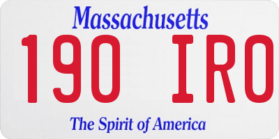 MA license plate 190IR0